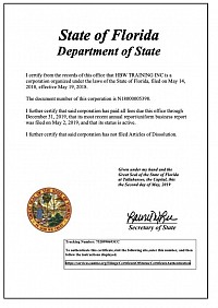 We are rigistered in the State of Florida . Copy attached